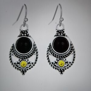 Chic Black and Yellow Teardrop Earrings